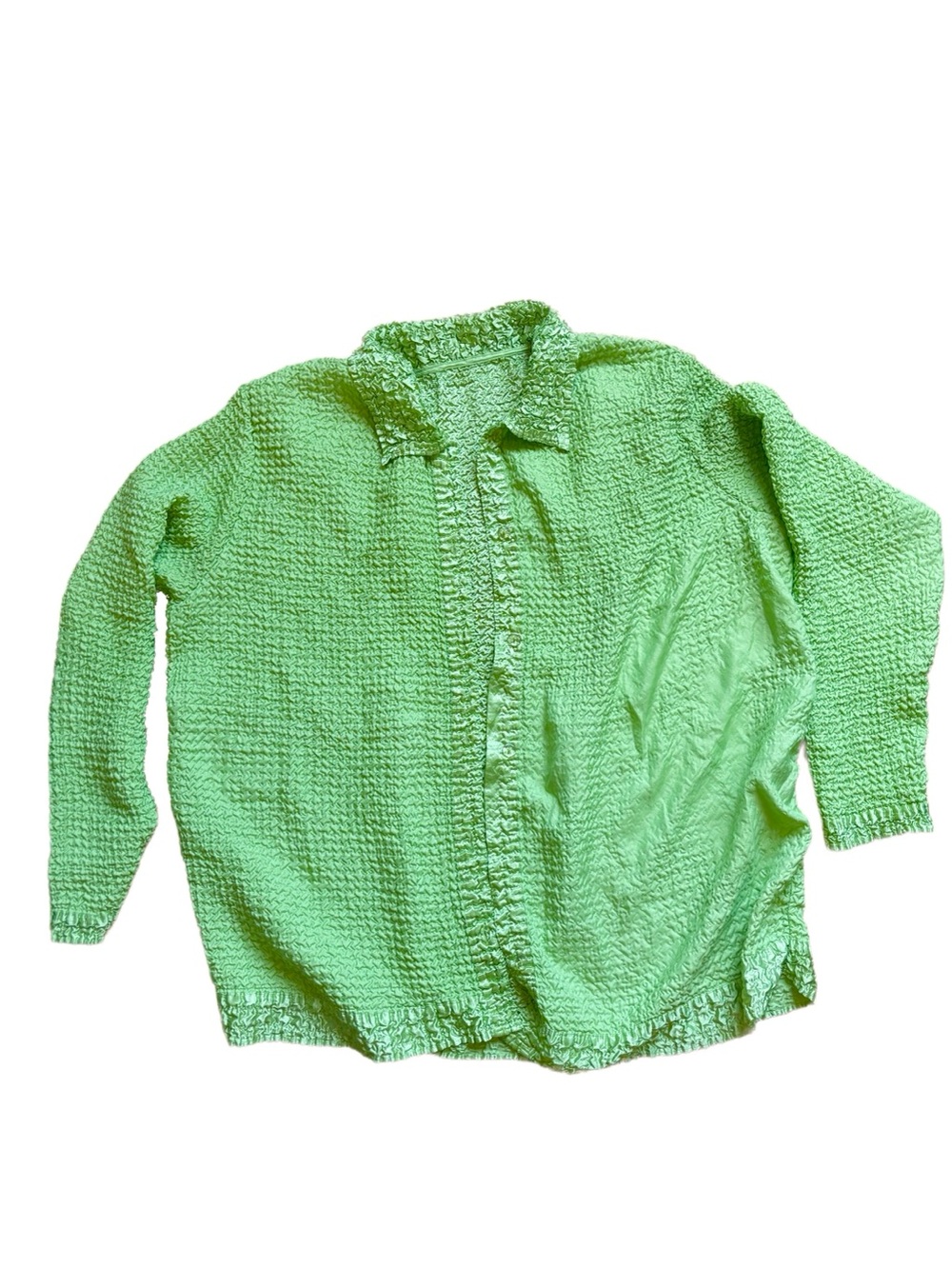 Vintage green popcorn button-up shirt